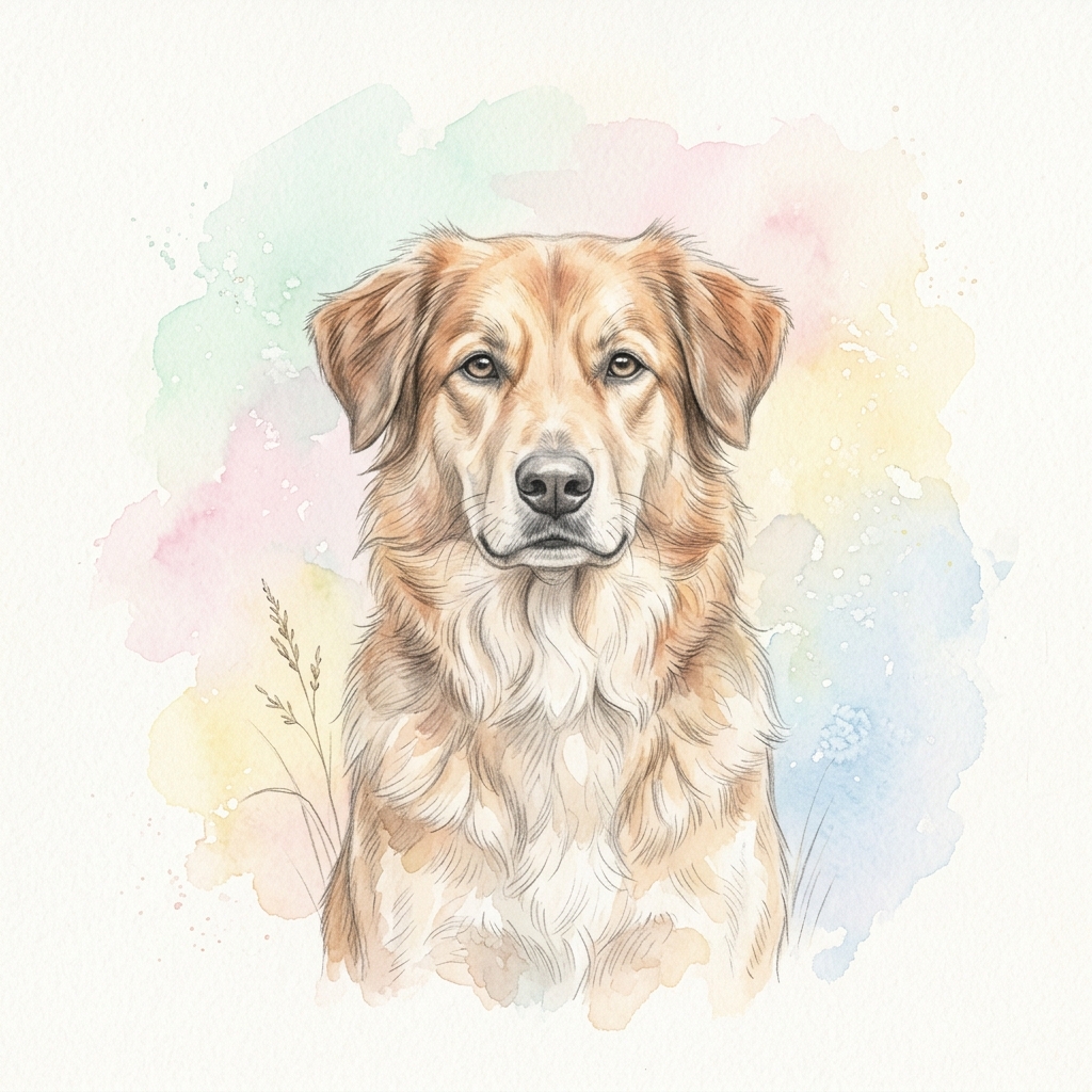 Pes – watercolor ilustrace