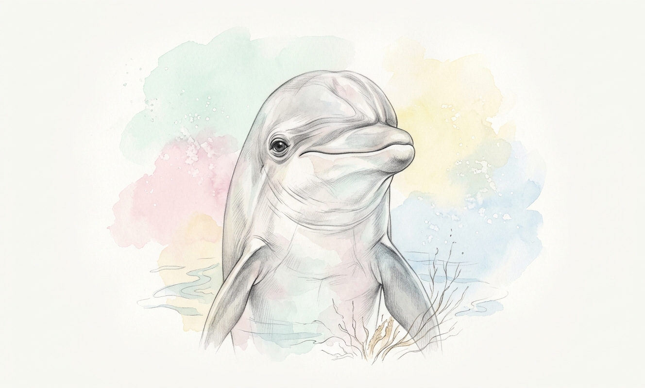 Delfín skákavý – watercolor ilustrace