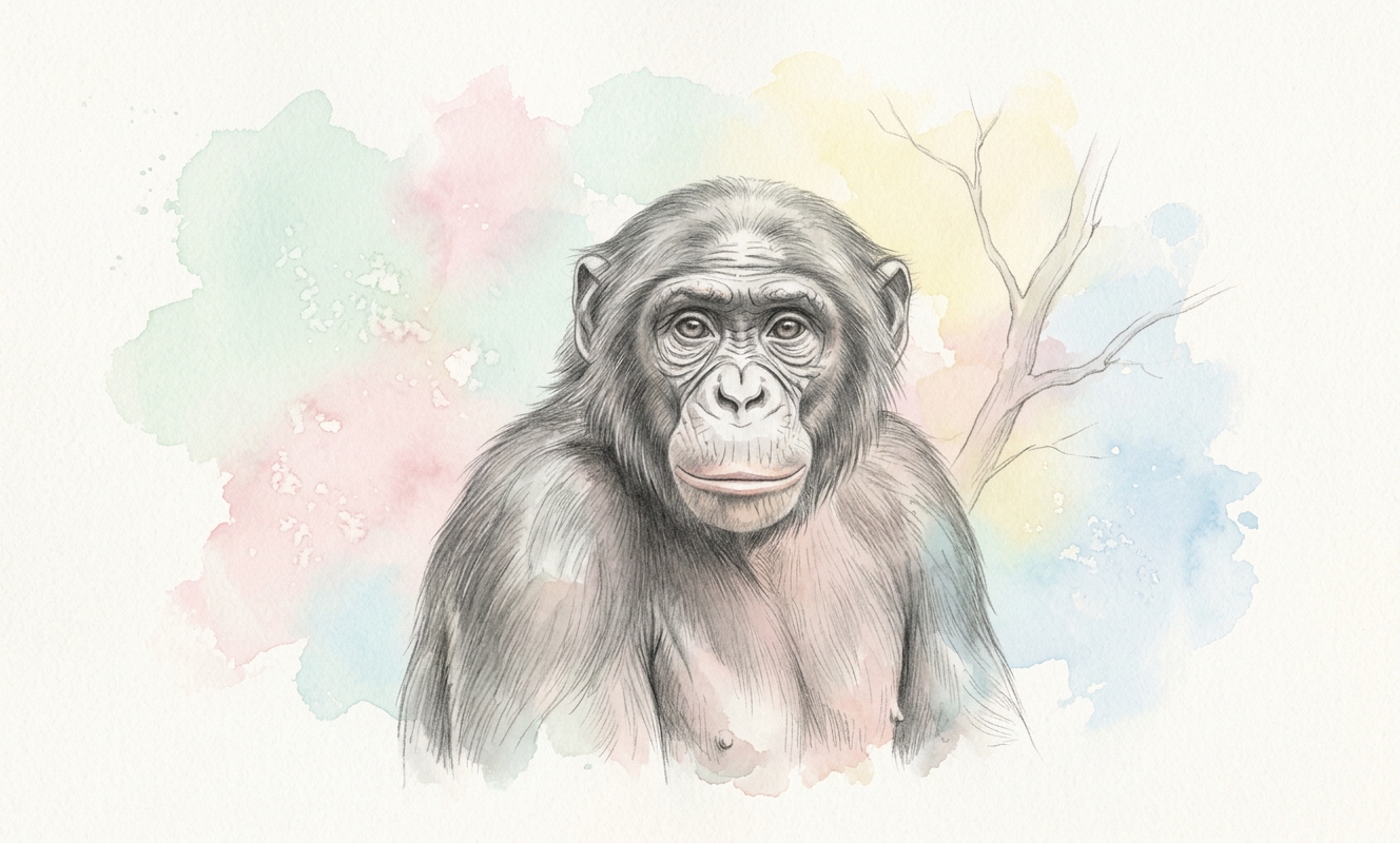 Bonobo – watercolor ilustrace