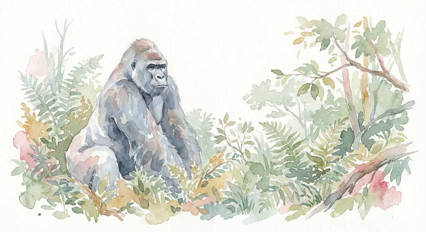 Gorila – watercolor ilustrace
