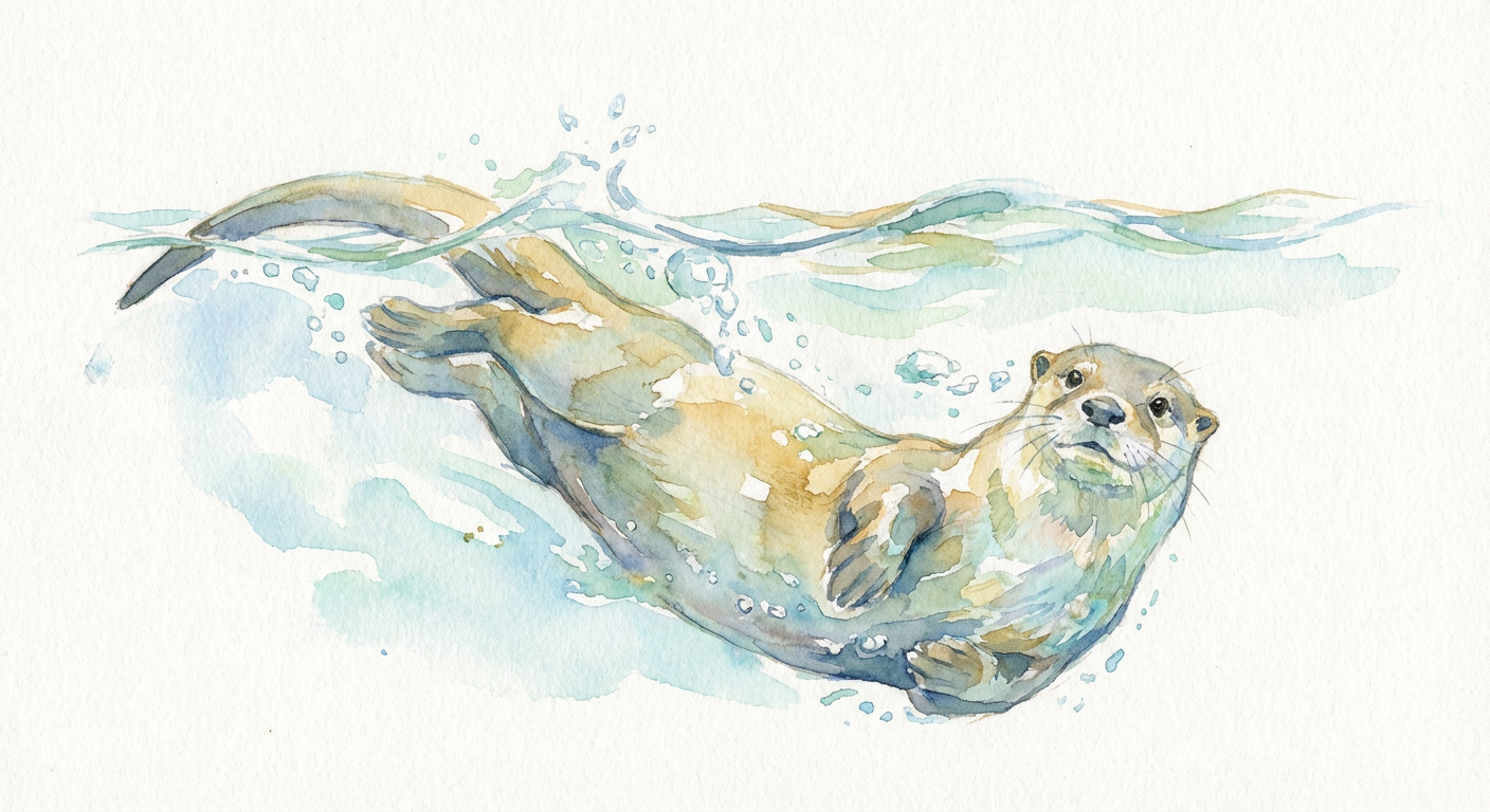 Vydra mořská – watercolor ilustrace
