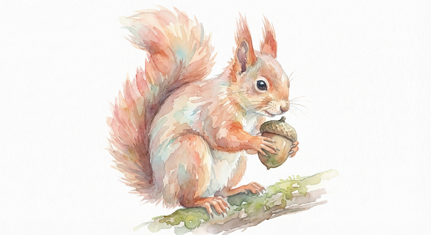 Veverka – watercolor ilustrace