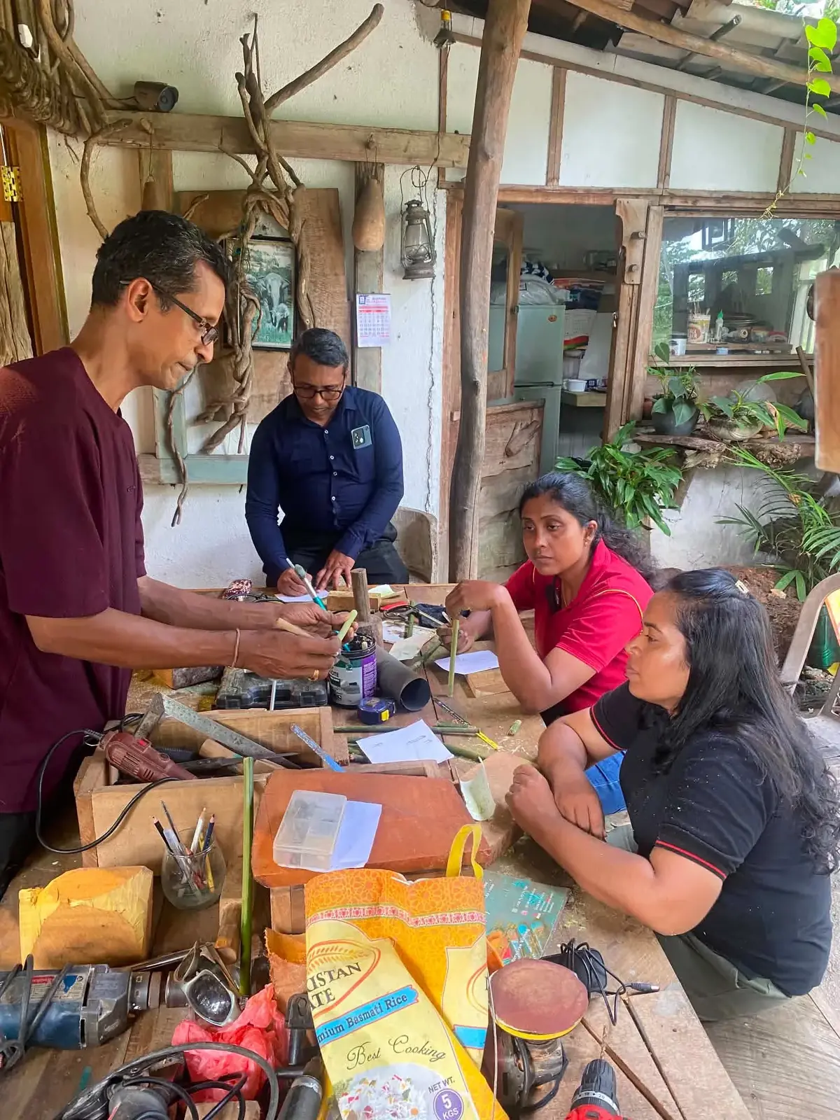 Bamboo straw making workshop in Sri Lanka