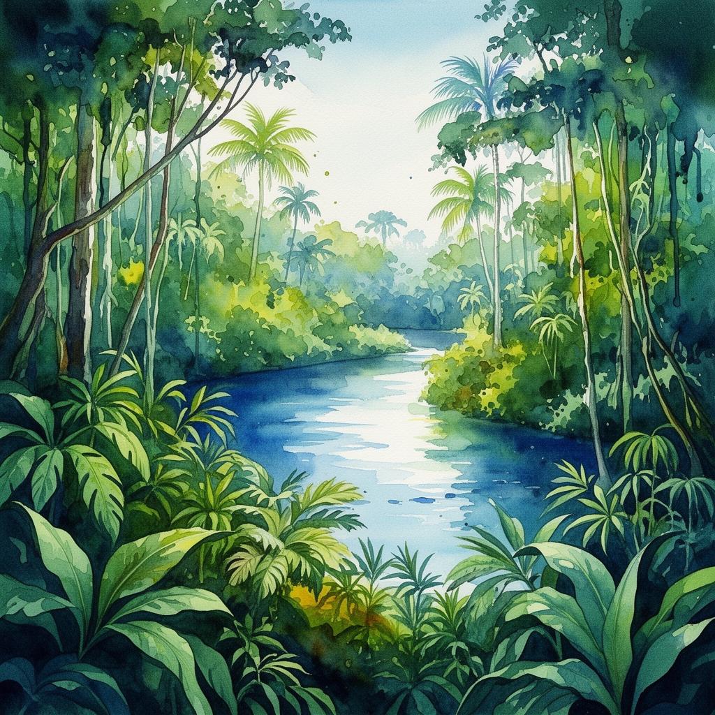 Amazonský prales – watercolor