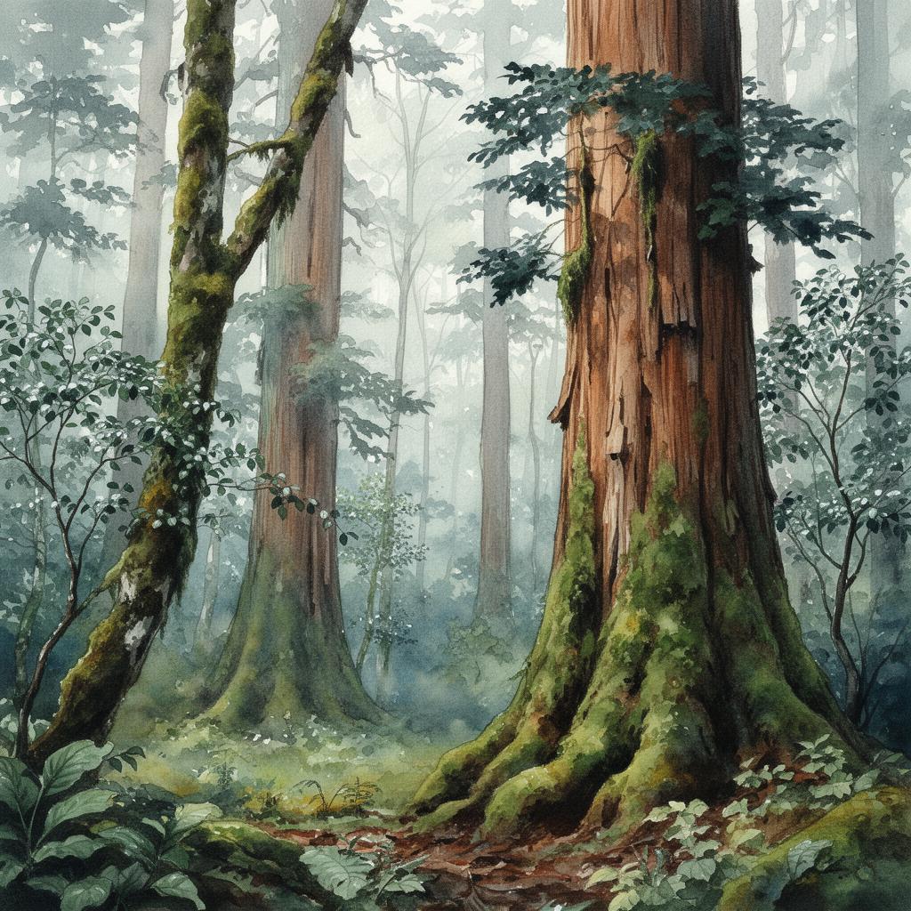 Valdivijský deštný prales – watercolor